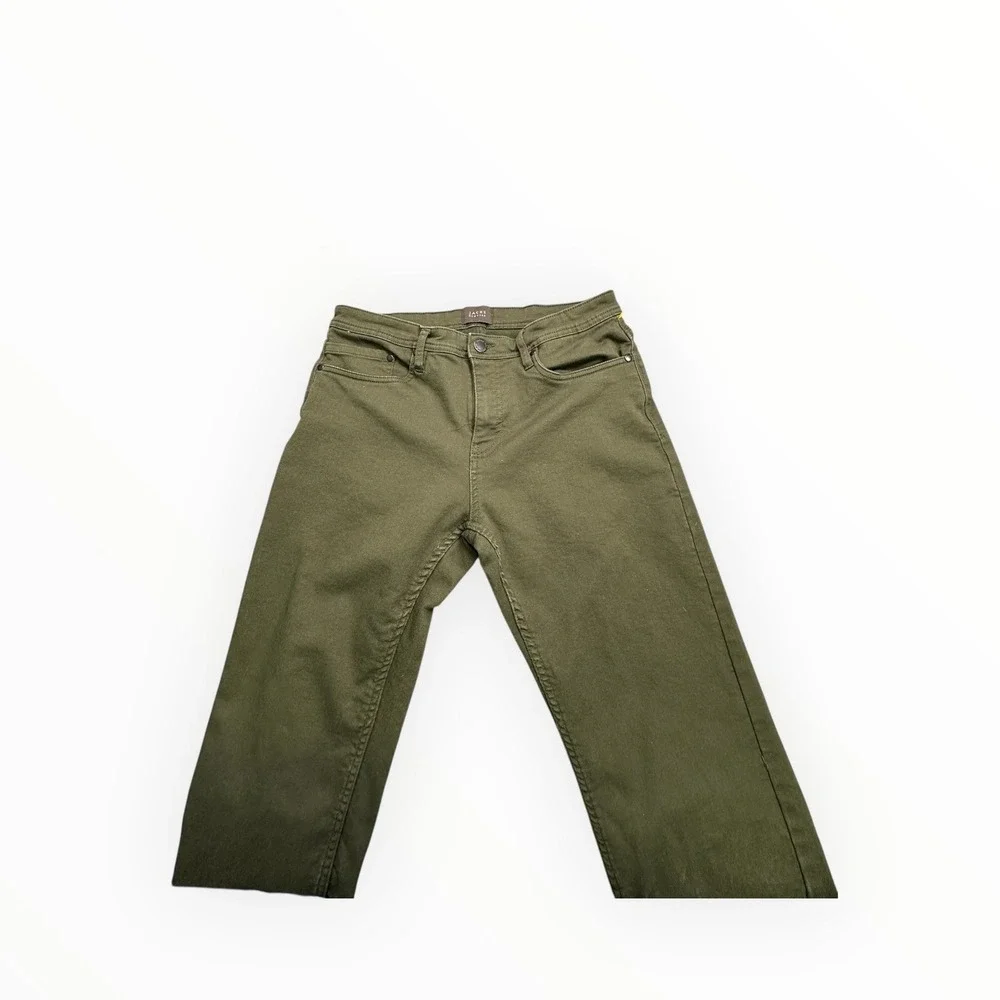 Jachs NY Mens Olive Green Stretch Twill Slim Straight‎ Pants 32x34 1529151